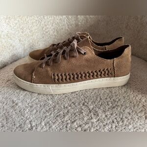 Toms Shoes Womens 10 Lenox Casual Sneakers Suede Round Toe Lace Up